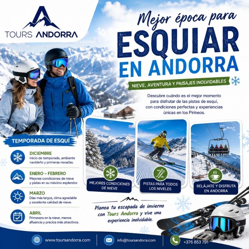 Mejor época para esquiar en Andorra y disfrutar de la nieve